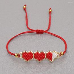 Bracelets porte-bonheur amour coeur rouge Bracelet perlé surfeur fait à la main pour les femmes adolescente réglable corde Bracelet chanceux bijoux de mode