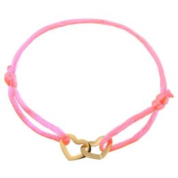 Pulseras con dijes Envoltura de amor Oro / Astilla / Oro rosa Acero inoxidable Doble corazón Encantos Año 9 Color Cuerda de silicona Joyería Encanto