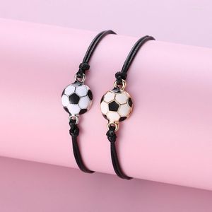 Bedelarmbanden lovecryst 2pcs/set armband voor jongensmeisje koper goud kleur voetbalbal vlechten verstelbare vriendschap