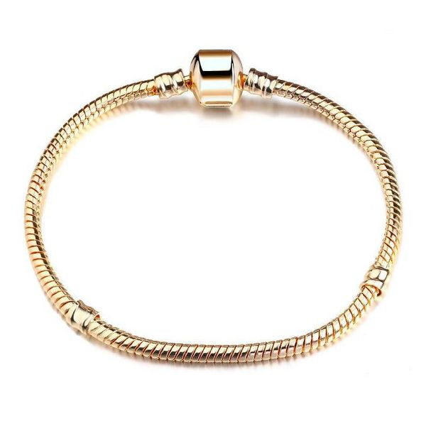 Pulseras con dijes Low Factory Wholesale 18Kgp M Cadena de serpiente Fit Pandora Bead Bangle Pulsera Regalo de joyería para hombres Mujeres Drop Delivery Dheon