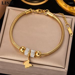 Bracelets de charme LSIM 316L en acier inoxydable 18K plaqué or étoile papillon bracelet pour femmes mode filles bijoux de fête