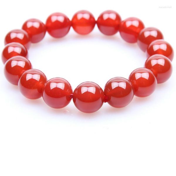 Bracelets porte-bonheur chanceux 6-12mm naturel rouge Agates Bracelet cornaline pierre perles hommes brin bouddha pour femmes Pulseira bijoux