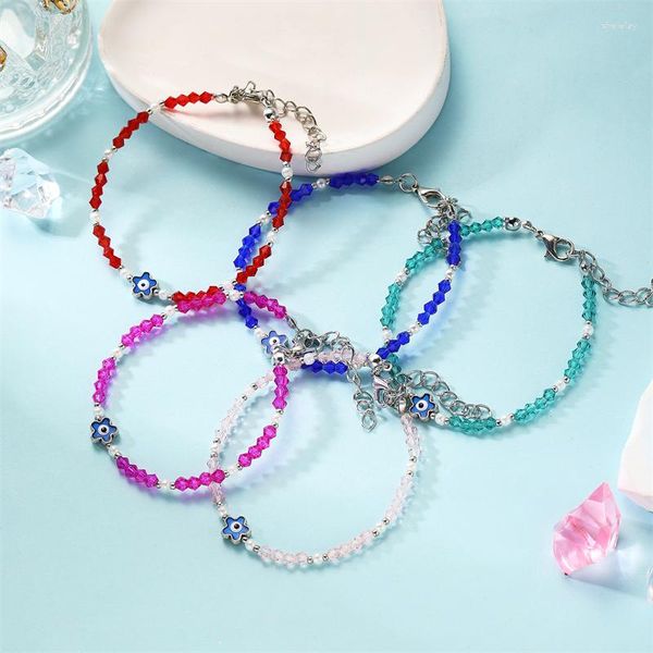 Pulseras de encanto Lucky Blue Turkish Eye Beads Pulsera para mujer Colorido Cristal con cuentas Brazaletes ajustables Amistad Fiesta Joyería Regalos