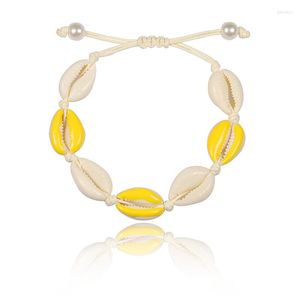 Bedelarmbanden gelukkige bohemia shell armband touw ketting gevlochten kleurrijke zeeschelp kralen voor vrouwen meisjes strand verstelbare sieraden geschenken