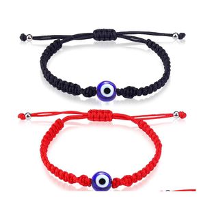 Bedelarmbanden Lucky Evil Blue Eye Eye Bracelet For Women Men Lovers Handmade Black Red String Thread Touw paar sieraden cadeau drop deli otcik