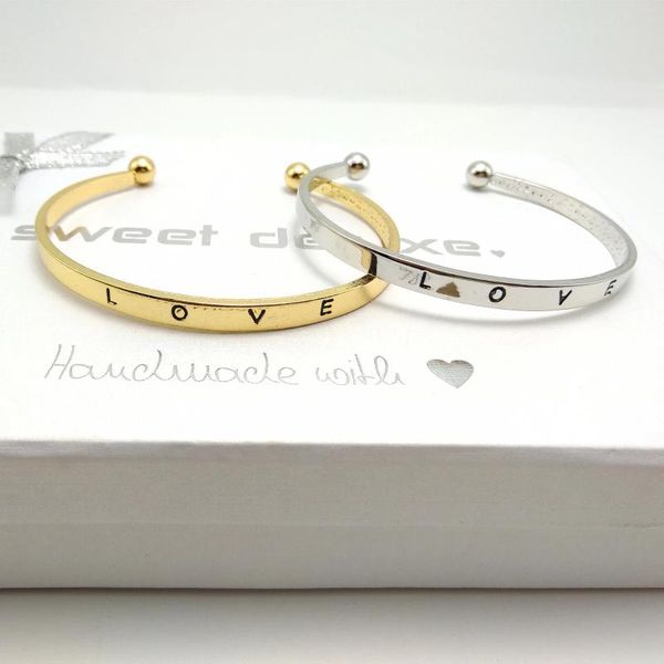 Bracelets Charm Little Little Little Letter Love Open Bangle Brazelet Estilo étnico para hombres Joyas de accesorios de regalo para mujeres