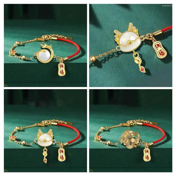 Bracelets de charme chanceux corde rouge 2024 Dragon année bracelet pour femmes mode blanc perlé Fortune fête bijoux cadeaux 2 L1Q9