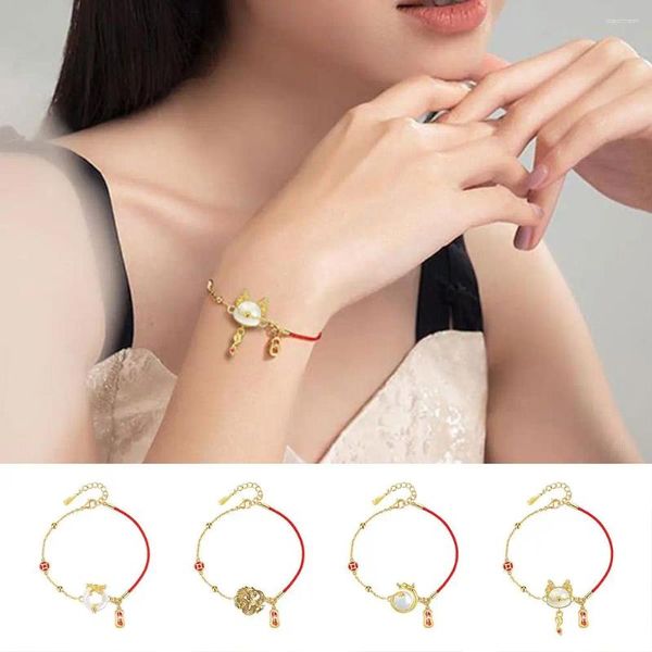 Bracelets Charmets Lucky Red Rope 2024 Dragon Year Bracelet for Women Fashion White Boaded Fortune Party Gifts 2 F4V8