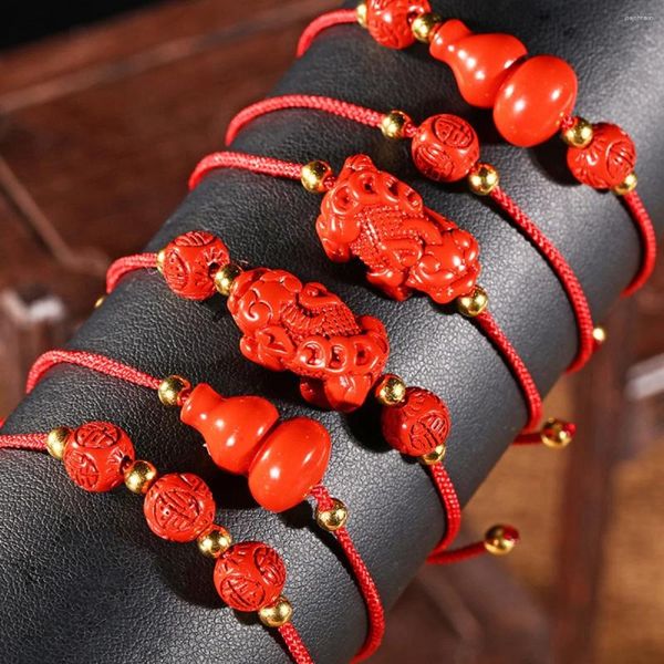 Pulseras de encanto Lucky Red Rope Pi Xiu Pulsera para mujeres Vintage Cinnabar Gourd Hecho a mano Trenzado Ajustable Joyería de fiesta Regalo para niños