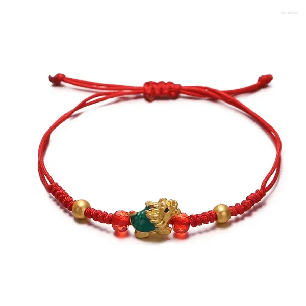 Bracelets de charme chanceux corde rouge zodiaque dragon bracelet pour femmes à la main jade perlé hommes fortune bijoux cadeaux année 2024