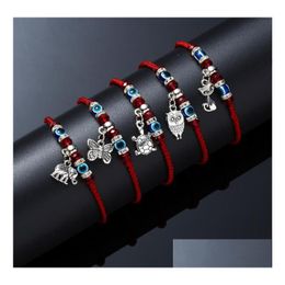 Bedelarmbanden Lucky Red String Armband Handgemaakt Verstelbaar Blauw Turks Boze Oog Voor Vrouwen Mannen Vriendschap Sieraden Geschenken Drop Delive Dh1Ka
