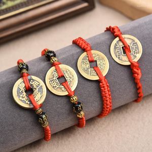 Bedelarmbanden Lucky Red String Feng Shui Copper Coin Bracelet Bangle Handmade instelbare Verstelbare Rijk Net van geld voor vrouwelijke mannen