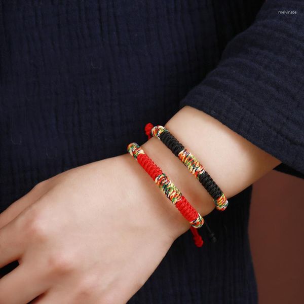 Pulseras con dijes Lucky Red String Pulsera tibetana Hombres Mujeres Hecho a mano Ajustable Tejido Cuerda Braslet Pareja Braclet Joyería de meditación