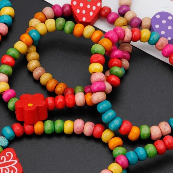 Bracelets de charme Lucky Stretch 12 pcs coloré en bois plage surfeur bracelet bijoux cadeau pour petites filles enfants femmes