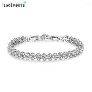 Bracelets de encanto Luoteemi Roma Tennis Cz Pulsera para niñas Luxury Deliced Circon Classic Women Hand Jewelry Anniversary