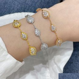 Bracelets de charme Bouch Bouch Esigner Copper Fl Crystal Water Drop Shape Pendant Bangle For Women Jewelry Party Gift Livrot OTF3C