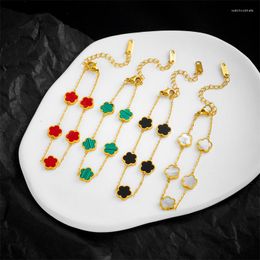 Bracelets porte-bonheur luxe couleur fleur Bracelet pour femme cadeau haute qualité couleur or acier inoxydable trèfle Design bijoux