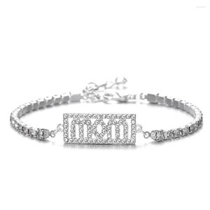 Bracelets de charme de luxe cristal maman étiquette pour femmes Pulseira Mujer Moda réglable chaîne de Tennis Bracelet Femme bijoux 2023