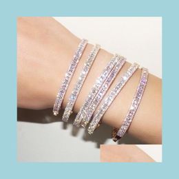 Bracelets De Charme De Luxe Cz Cuff Bracelet Bracelet Pour Femmes Lady Cadeau Trois Lignes Lab Diamant De Mariage De Mode Bracelets Drop Delivery Jewe Dh7Bm