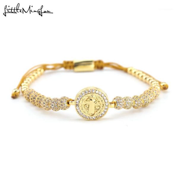 Charme Bracelets De Luxe CZ Vierge Marie Jésus Christ Bracelet Boule De Cuivre Perles Tressé Réglable Femmes Bracelets Pour Hommes Jewelry1