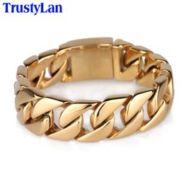 Pulseras con dijes Pulsera de color dorado de lujo Hombres Botón a presión Joyería para hombre Pulido 316L Pulseras para hombres de acero inoxidable Brazaletes Mannen Brazalete 231024