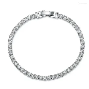 Bracelets de charme Incrustation de luxe 47 pièces 3mm strass Tennis Bracelet cristal chaîne de mariage pour femmes hommes véritable argent tibétain