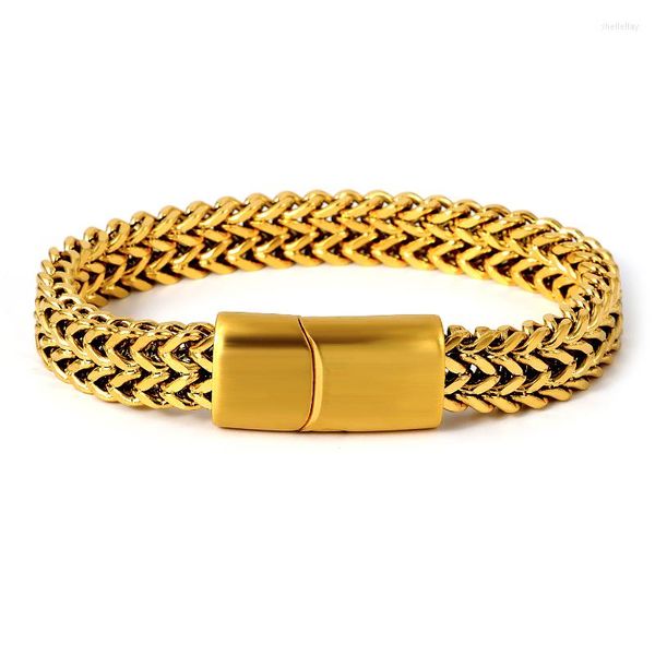 Pulseras con dijes Joyería de lujo Brazaletes de cadena trenzada para hombres Brazalete de acero inoxidable Oro Punk Pulseir Bijou Accesorio