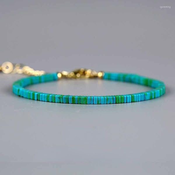 Pulseras de encanto Kallaite de lujo con cuentas para mujeres Niñas Joyería de piedra natural Color verde 18k Accesorios chapados en oro Joyería