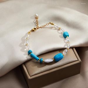 Pulseras con dijes, pulsera de perlas barrocas naturales ovaladas de lujo, brazaletes de piedra de cristal coreano para mujer, accesorios de joyería