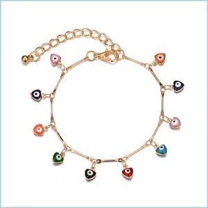 Bedelarmbanden Luxe Regenboog Boze Oog Bedelarmband Verguld Hart Bloemvorm Sieraden Voor Vrouwen Cadeau Drop Delivery Sieraden Br Dhpld