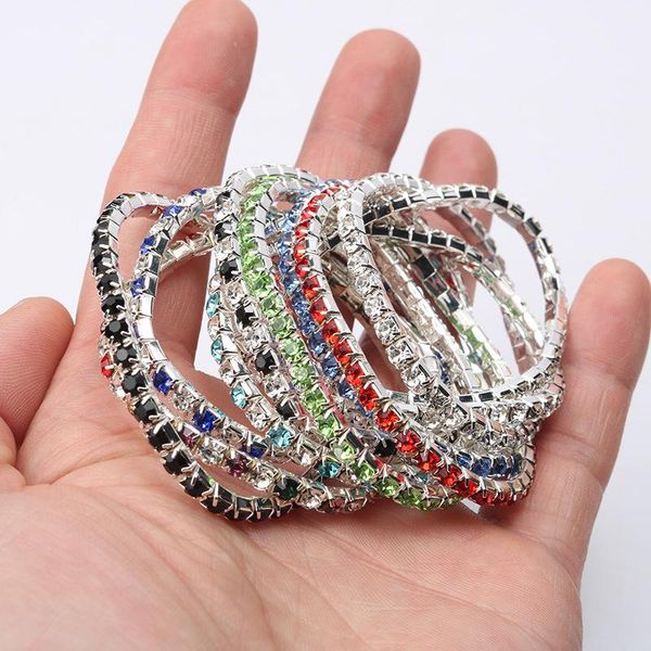 Pulseras con abalorios de lujo con diamantes de imitación, cristal elástico multicapa elegante para mujer y niña, joyería ostentosa para fiesta de boda