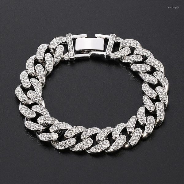 Bracelets porte-bonheur luxe strass Bracelet bijoux Hip Hop mode hommes Bling glacé Cuba chaîne fête accessoires cadeau en gros