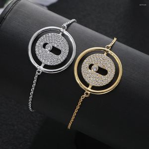 Bracelets de charme de luxe chaîne à maillons ronds zircone cubique CZ manchette bohème pour les femmes bijoux de mariage B085