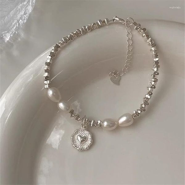 Bracelets porte-bonheur luxe gland amour coeur Bracelet Bracelet pour femmes filles douce fête mariage perle bijoux E060