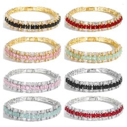Bracelets de charme Bracelet de tennis de luxe Bracelet Multicolor Zircon pour les femmes en gros de la chaîne CZ large à portée de main