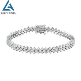 Charme Pulseiras Lycfn 1.5mm Moissanite Diamond Tennis Pulseira para Mulheres 925 SterlSliver 18k Branco Banhado A Ouro WeddParty Pulseiras J240118