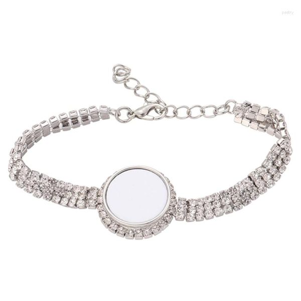 Pulseras de encanto M2EA Novela Sublimación en blanco DIY Metal Colgante Rhinestones Transferencia de calor Joyería Regalo de cumpleaños para la familia