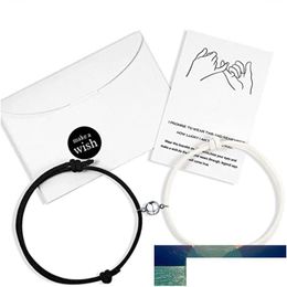 Bracelets De Charme Aimant Bracelet Couple Corde Réglable À La Main Correspondant Braslet Amour Infini Braclet Chanceux Noir Blanc Soutien-Gorge Dhgarden Dhat4