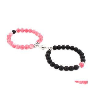 Bedelarmbanden magnetische armband voor vrouwen mannen koppelen yoga elastische handreeksen bangle natuursteen vriendschap sieraden q386fz drop dhsqr