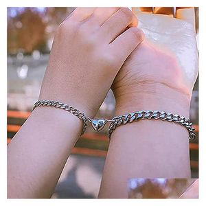 Charm Bracelets Chaîne Magnétique Couple Amour Coeur Attraction Relation Correspondant Amitié Bracelet Bijoux Drop Delivery Dhgarden Dhgjq