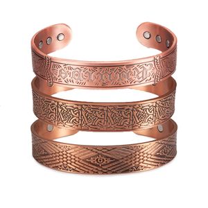 Bedelarmbanden magnetisch pure koperen mannen profiteren energie verstelbare manchet mannelijk vintage 15 mm brede armbanden heren 230511