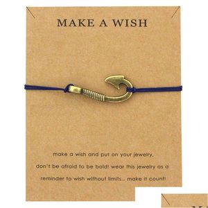 Pulseras con dijes Hacer una joyería Sier Latón Flecha Vela Gancho de pescado Timón Caballito de mar Estrella de mar Sirena Conchas marinas Hombres Pulsera para mujer Dr Dh4Wp