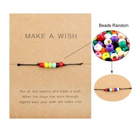 Bedelarmbanden Make A Wish Blue Evil Eye Geweven Papieren Kaart Armband Dames Verstelbaar Lucky Red String Femme Nieuwe mode-sieraden Drop Dhtww