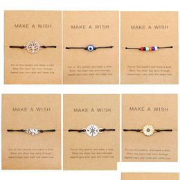 Les bracelets de charme font une carte en papier de souhaits bracelet rassasié éléphant d'éléphant carte fleur à la main à la main simple et à la mode femme bijou dhhd6