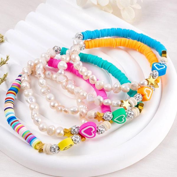 Bracelets de charme Makersland 5 pièces pour femmes perle argile bijoux de mode cadeaux dame coeur perlé Boho bijoux en gros