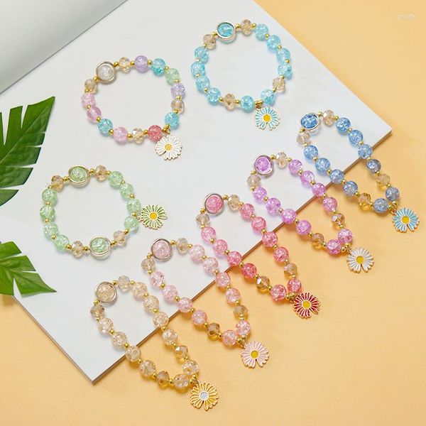 Bracelets porte-bonheur Makersland marguerite pour enfants mignon Bracelet perlé enfants cadeaux en gros mode bijoux accessoires filles