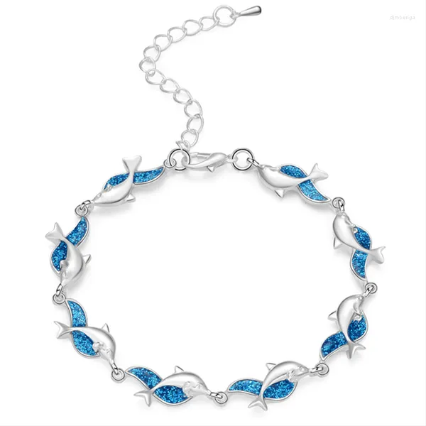 Bracelets de charme Marcatsa Summer Style Dolphin Fire Opal Sea pour les femmes Boha Animal Bracelet Bijoux de plage Bijoux de Noël Femme