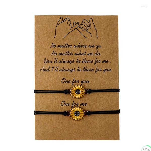 Pulseras con dijes Pulsera de girasol a juego para dos amistad con correas ajustables 2023 Conjunto de regalo de graduación