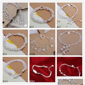 Charm Bracelets Matte Beads Heart Hanging Shoe Bag Sterling Sier Plateado 8 piezas Estilo mixto Gtb3 Fashion Womens 925 Drop Delivery Je Dhczg