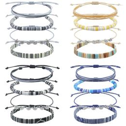 Bracelets de charme Meetvii 4PCS / Set Bohemian Wax Thread Bracelet tissé ensemble pour femmes bijoux d'échange d'amitié en céramique douce